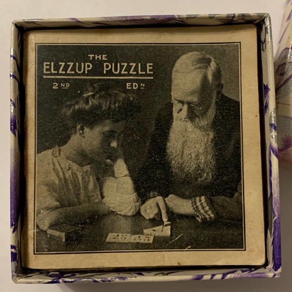 Antique 1920's Elzzup Co Wooden Blocks Puzzle Rare HTF